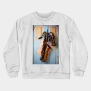 Rustic Saxophone And Pocket Watch Crewneck Sweatshirt